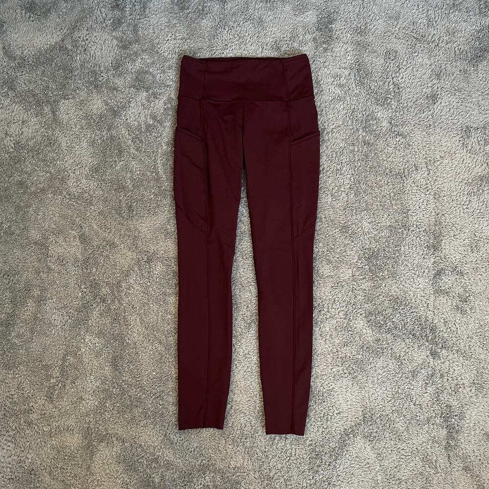 Lululemon Invigorate Maroon Side Pockets High Rise Workout Leggings Women's Sz 4